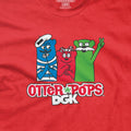 DGK x Otter Pops Youth Crew T-Shirts-Blue red and green otter pops displayed above the otter pops and DGK Logo-Red