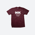 DGK All Star Youth T-Shirts-DGK Logo on the chest with 5 stars under it-Maroon