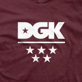 DGK All Star Youth T-Shirts-DGK Logo on the chest with 5 stars under it-Maroon