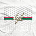 DGK Grand Youth T-Shirts-DGK in cursive in the middle of a square of smaller dgks with two stripes-White
