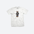 DGK Loot Youth T-Shirts-A dog standing on two legs holding money in a hoodie pants and some boots-White