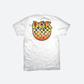 DGK Ghetto Fire Youth T-Shirts-Front DGK logo on the chest onto of a yellow checkered circle with flames-Back Same logo as the front larger on middle of the back-For those who come from nothing-White